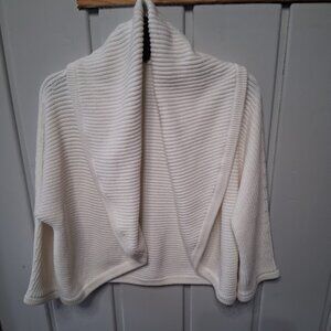 Cabi Cream Rib Knit Shawl Collar Circle Bolero Cardigan Sweater NWOT Sz M
